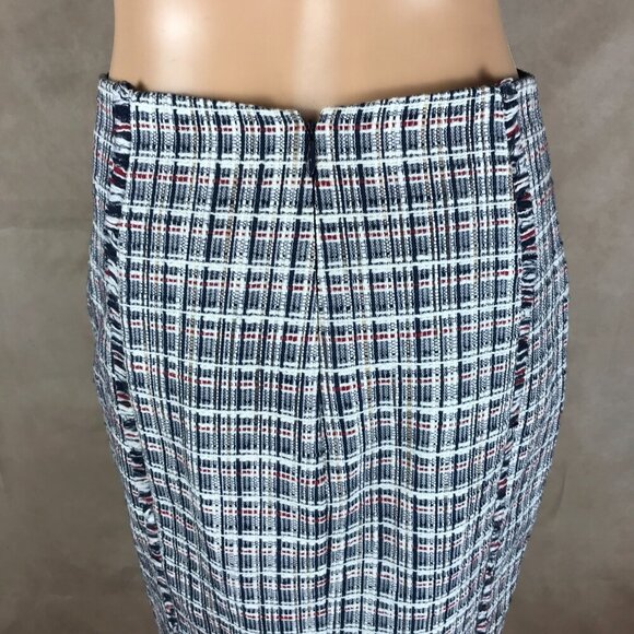 J.CREW Cotton Navy/White Tweed Pencil Skirt Size 0 - Picture 3 of 8